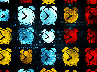Image showing Time concept: Alarm Clock icons on Digital background
