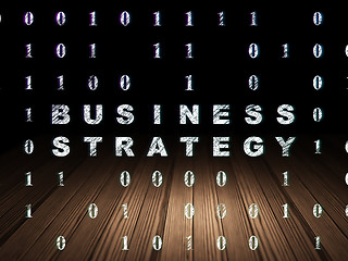 Image showing Business concept: Business Strategy in grunge dark room