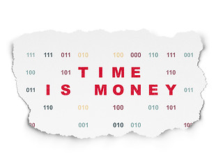 Image showing Time concept: Time Is money on Torn Paper background