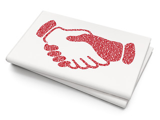 Image showing Finance concept: Handshake on Blank Newspaper background