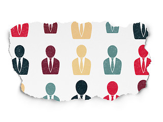 Image showing Business concept: Business Man icons on Torn Paper background