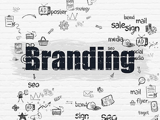 Image showing Advertising concept: Branding on wall background