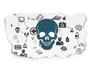 Image showing Healthcare concept: Scull on Torn Paper background