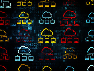 Image showing Cloud computing concept: Cloud Network icons on Digital background