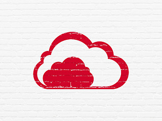 Image showing Cloud networking concept: Cloud on wall background