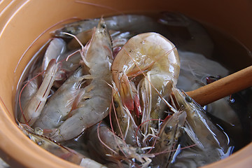 Image showing Whole raw prawns