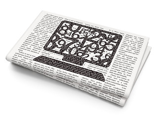 Image showing Learning concept: Computer Pc on Newspaper background