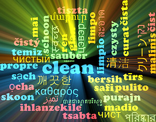 Image showing Clean multilanguage wordcloud background concept glowing