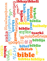 Image showing Bible multilanguage wordcloud background concept