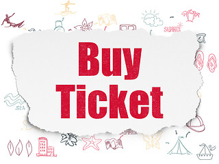 Image showing Travel concept: Buy Ticket on Torn Paper background