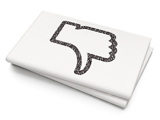 Image showing Social media concept: Thumb Down on Blank Newspaper background