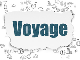Image showing Vacation concept: Voyage on Torn Paper background