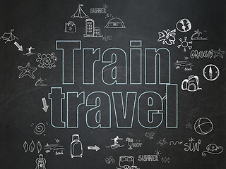 Image showing Vacation concept: Train Travel on School Board background