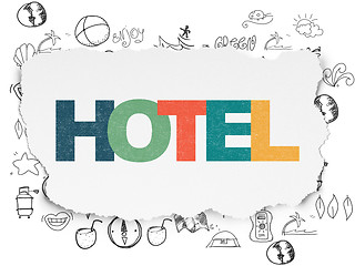 Image showing Vacation concept: Hotel on Torn Paper background