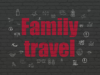 Image showing Vacation concept: Family Travel on wall background