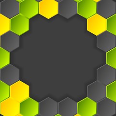 Image showing Abstract hi-tech vector dark background with hexagons