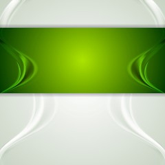 Image showing Abstract blurred waves green flyer design