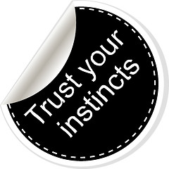 Image showing Trust your instincts. Inspirational motivational quote. Simple trendy design. Black and white stickers.