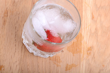 Image showing Strawberry cocktail in ice drink