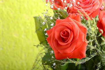 Image showing Red roses bouquet, flowers bouquet