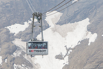 Image showing LES DIABLERETS, SWIZTERLAND - JULY 22: Ski lift to area Glacier 