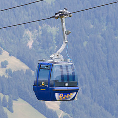 Image showing Lenk im Simmental, Switzerland - July 12, 2015: Ski lift in moun