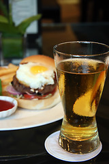Image showing Burger and beer