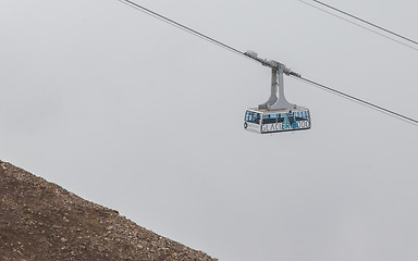 Image showing LES DIABLERETS, SWIZTERLAND - JULY 22: Ski lift to area Glacier 