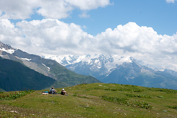 Image showing Hiking in mountain