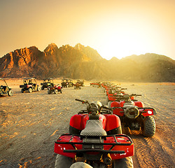 Image showing Quad bikes in desert