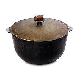 Image showing Old black pot on white background 