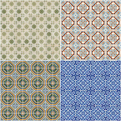 Image showing Set of four ceramic tiles patterns