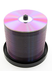 Image showing Purple DVDs or CDs on spindle