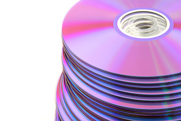 Image showing Stacked colorful DVDs or CDs