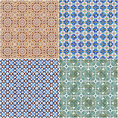 Image showing Set of four ceramic tiles patterns