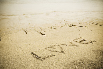 Image showing Love sign on the beach