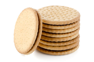 Image showing Sandwich biscuits with chocolate filling