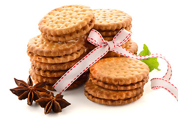 Image showing Sandwich biscuits with vanilla filling