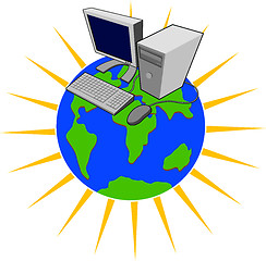 Image showing Computer on top of globe