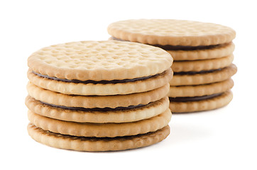 Image showing Sandwich biscuits with chocolate filling