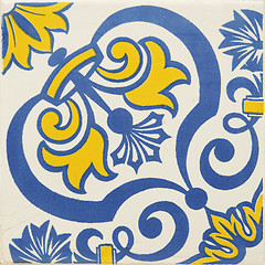 Image showing Traditional Portuguese glazed tiles