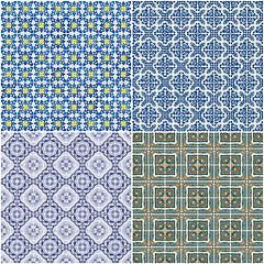 Image showing Set of four ceramic tiles patterns