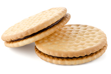 Image showing Sandwich biscuits with chocolate filling