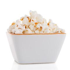 Image showing Popcorn in a white bowl