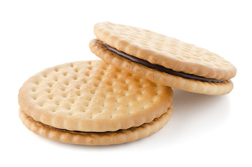 Image showing Sandwich biscuits with chocolate filling