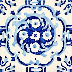 Image showing Traditional Portuguese glazed tiles