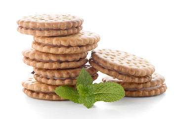 Image showing Sandwich biscuits with vanilla filling