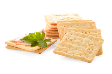 Image showing Crackers with Ham