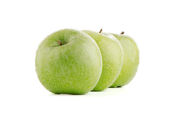 Image showing Three fresh green apples