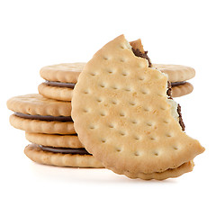 Image showing Sandwich biscuits with chocolate filling